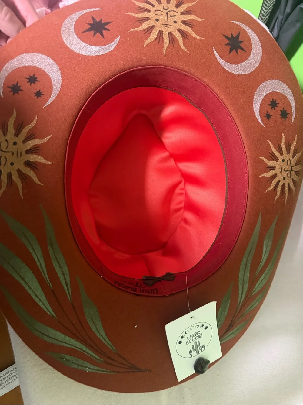 NWT Lulu Bloom Felt Wide-Brim Hat in Rust
